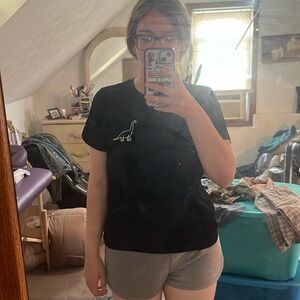 women’s black dinosaur tee